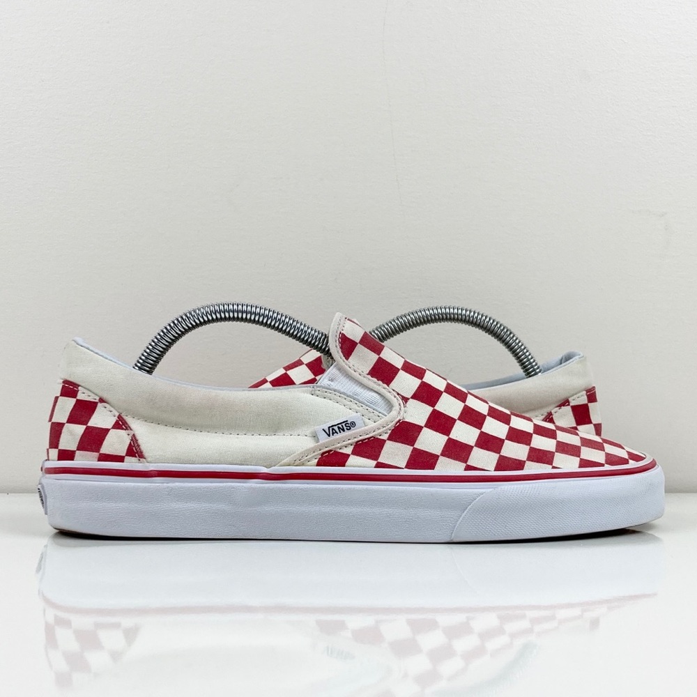 Vans Classic Slip On Checkerboard Red & Cream Men's Skate Shoes Size 9.5